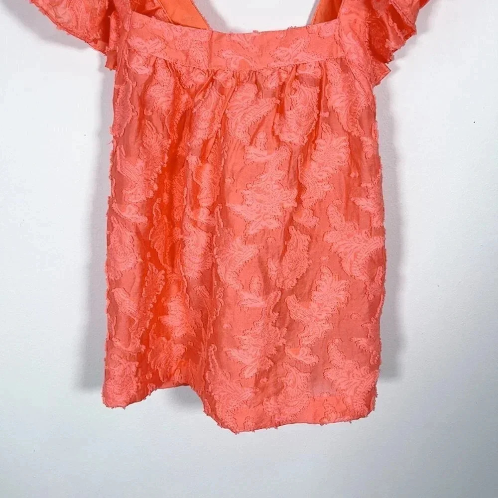 Anthropologie Coral Crossback Ruffled Top - Picture 7 of 14